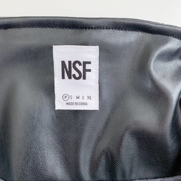 NWT NSF Gladys Contrast Belted Trench Coat Faux Leather Back in Olive Green Sz 2 - Picture 3 of 14